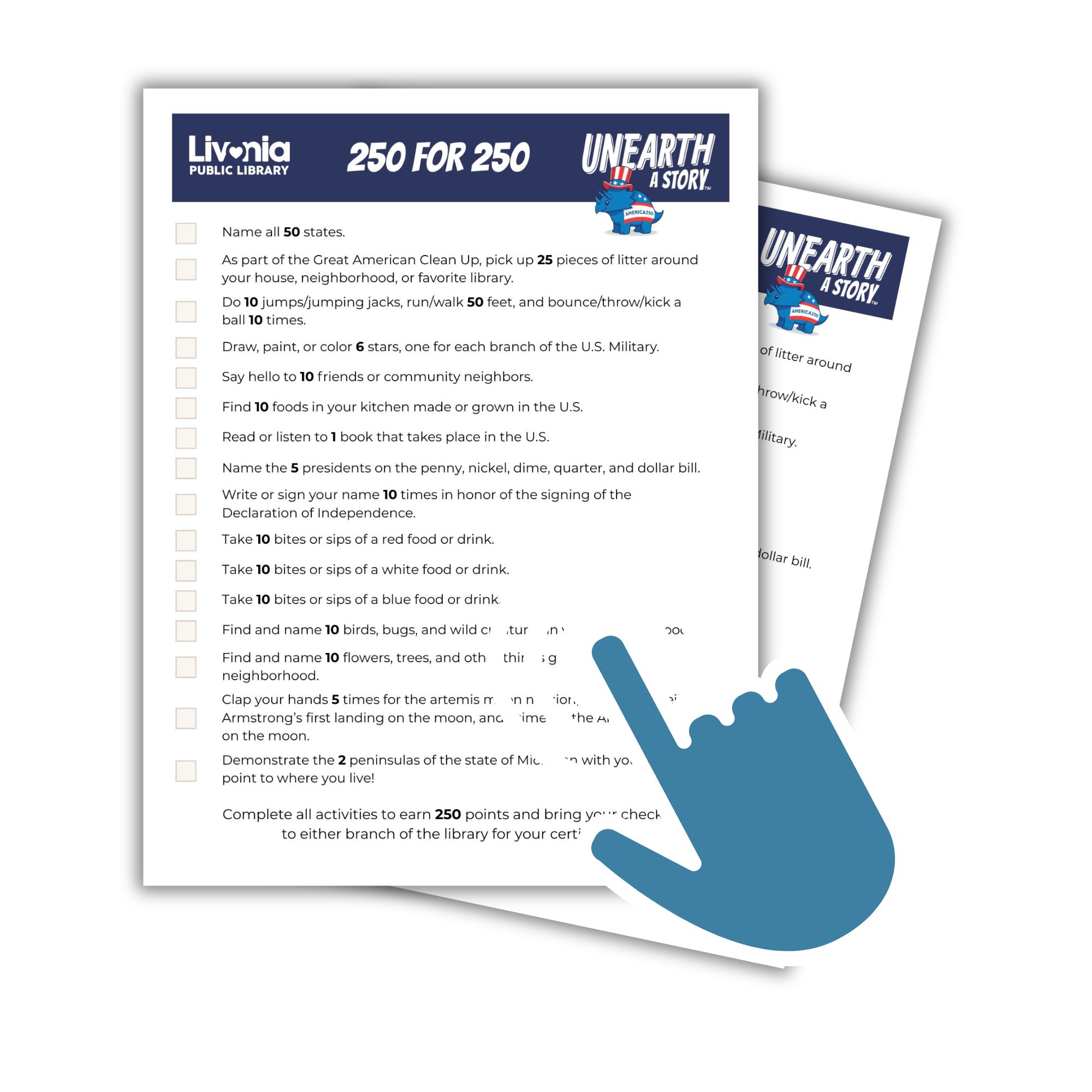Image of the 250 for 250 activity checklist